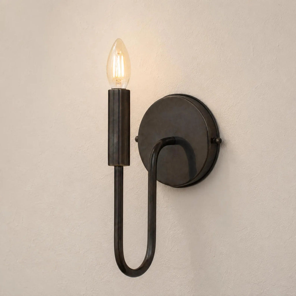 Oil-rubbed bronze wall sconce shown without a shade