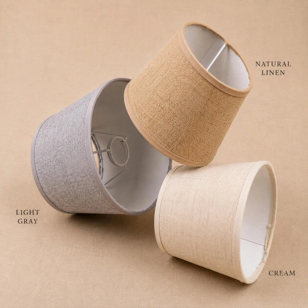 Optional linen shades in natural linen, cream and light gray