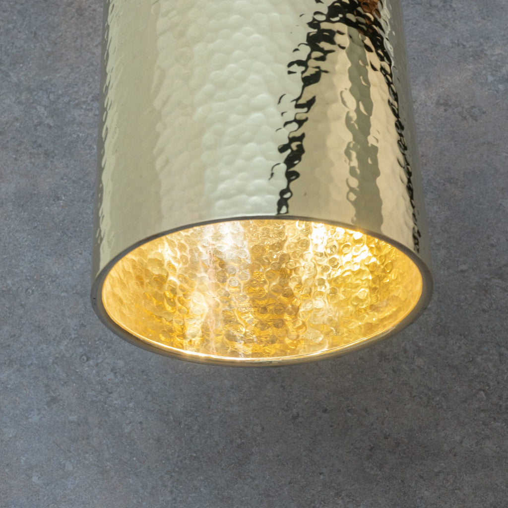 Hammered Brass Cylinder Pendant Light — product detail 5