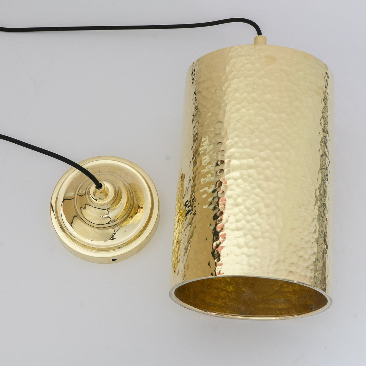 Hammered Brass Cylinder Pendant Light — product detail 3