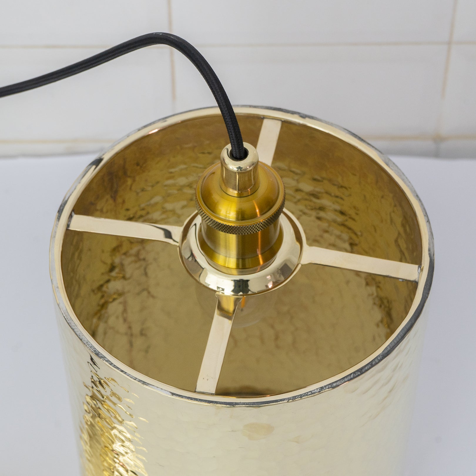 Hammered Brass Cylinder Pendant Light — product detail 8