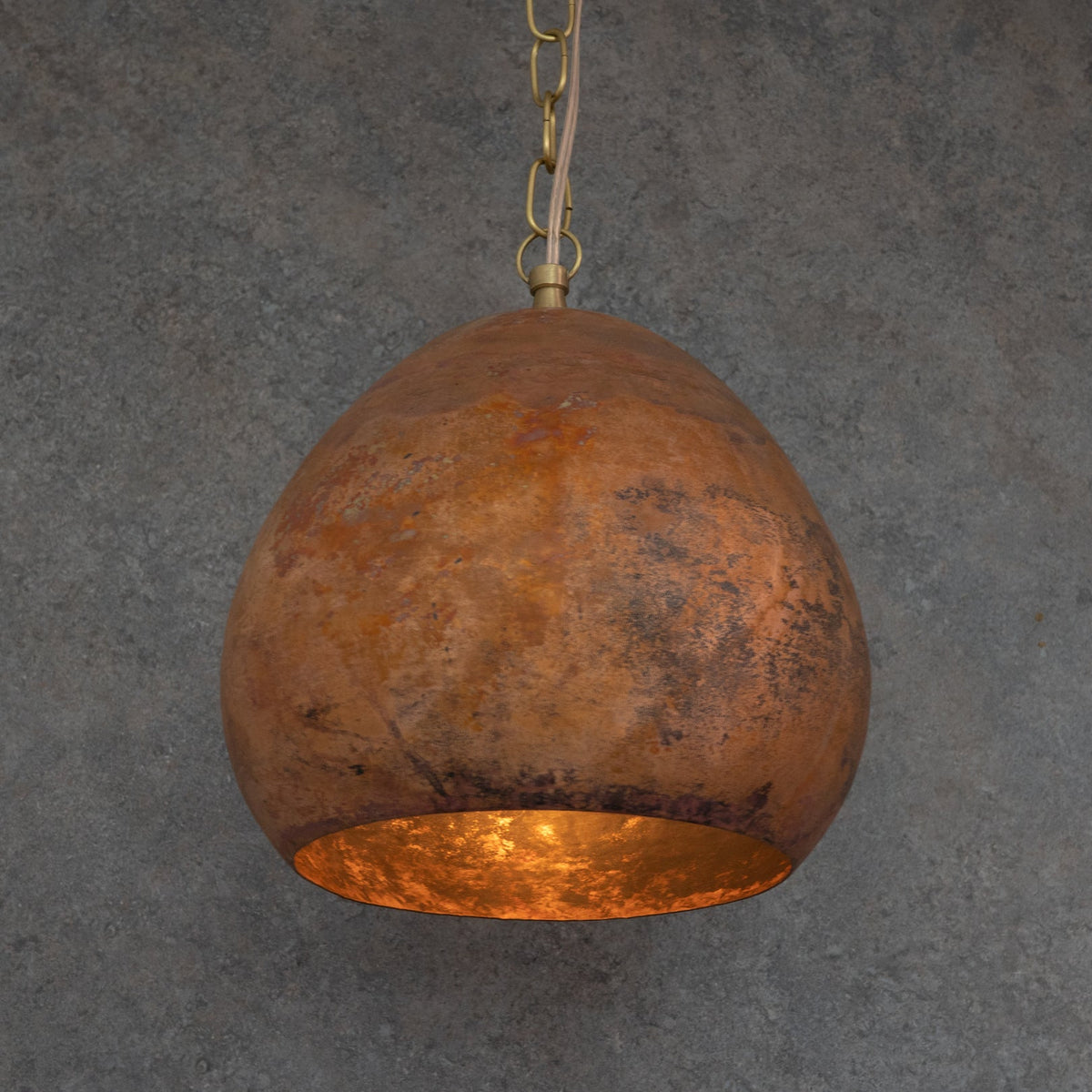 Oxidized Copper Teardrop Pendant Light — main view