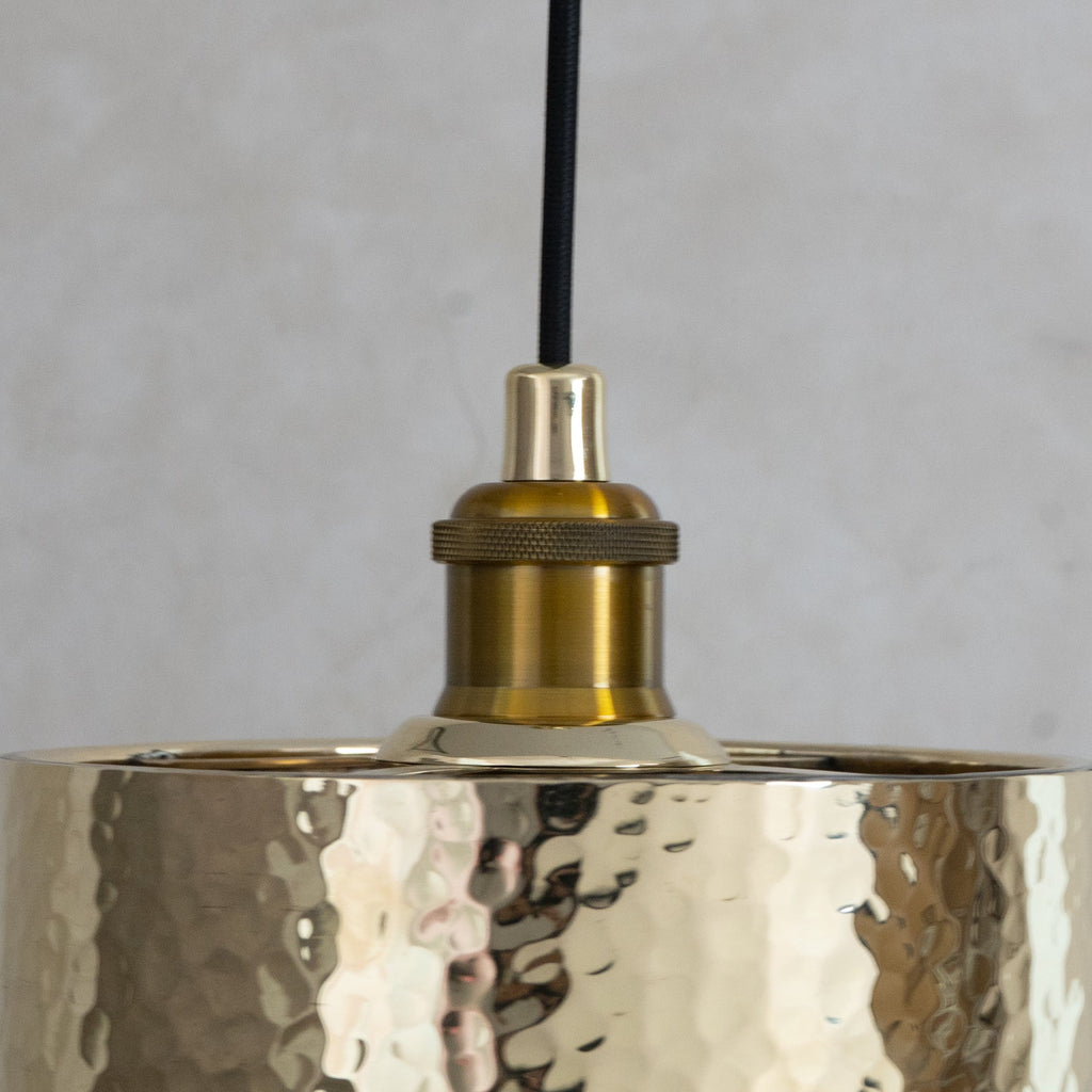 Hammered Brass Cylinder Pendant Light — product detail 7
