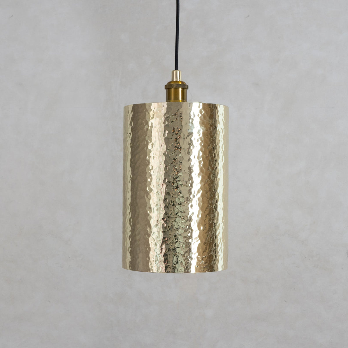 Hammered Brass Cylinder Pendant Light — main view