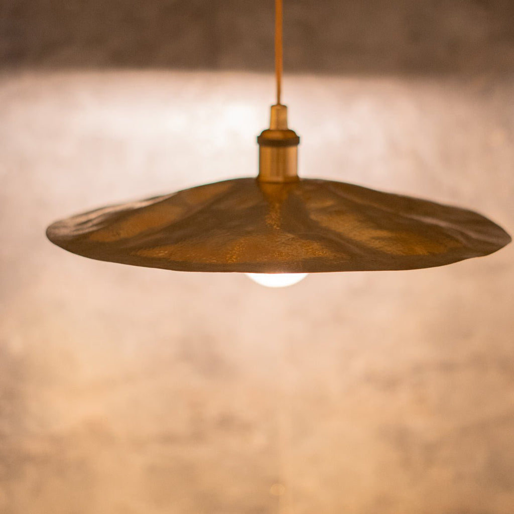 Hammered Brass Flat Disc Pendant Light — product detail 2