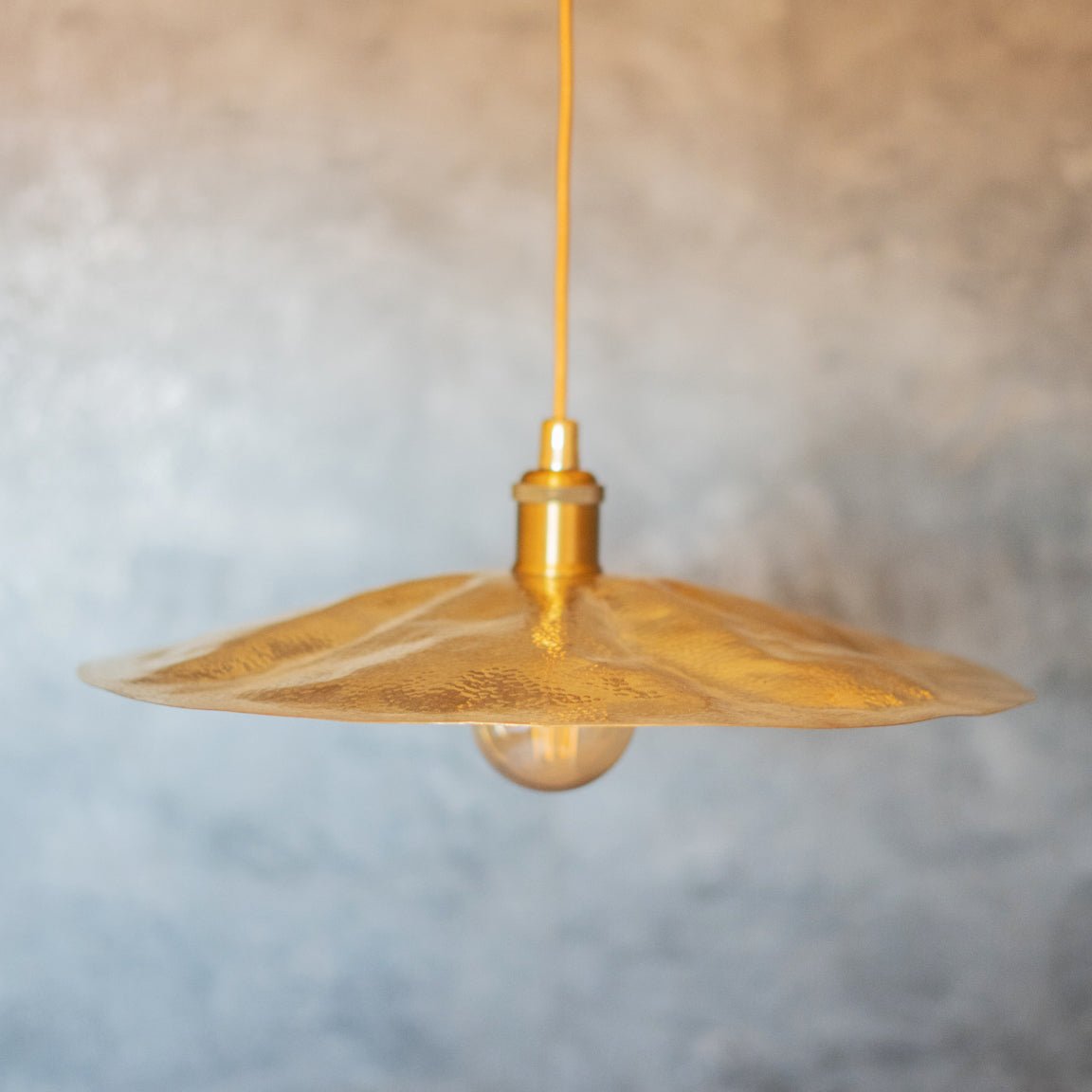 Hammered Brass Flat Disc Pendant Light — product detail 3