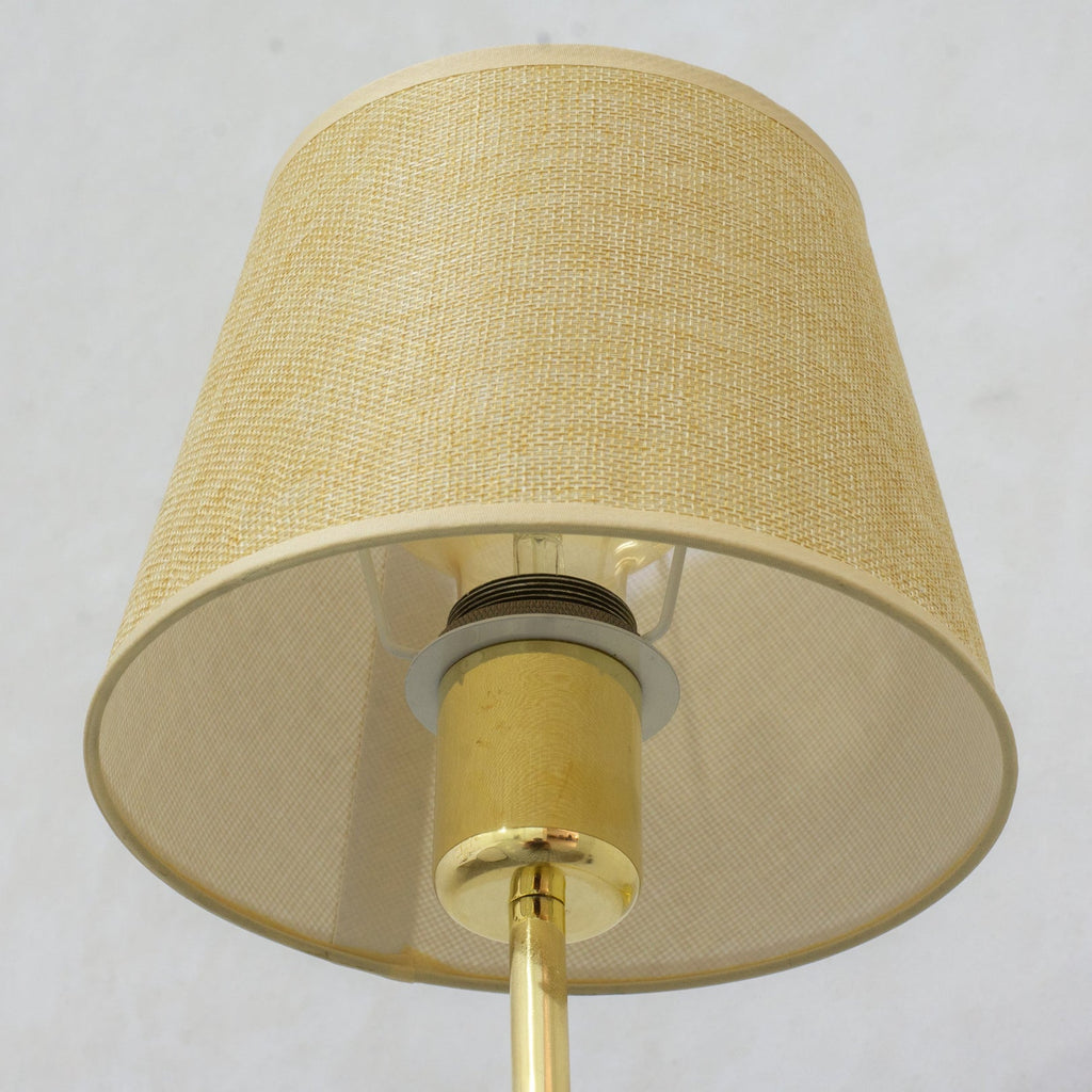 Underside of the fabric shade and brass socket fitting
