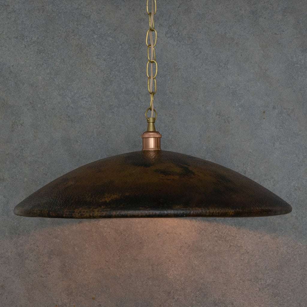 Hammered Copper Saucer Pendant Light — main view