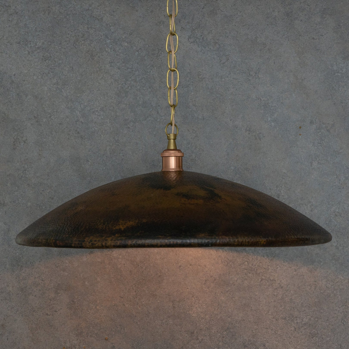 Hammered Copper Saucer Pendant Light — main view