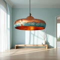 Handcrafted Blue Patina Copper Dome Pendant Light