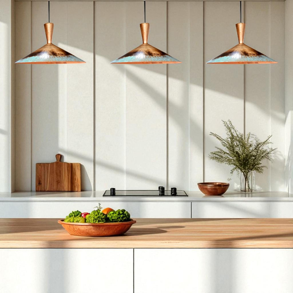 Handcrafted Rustic Patina Copper Dome Pendant Light