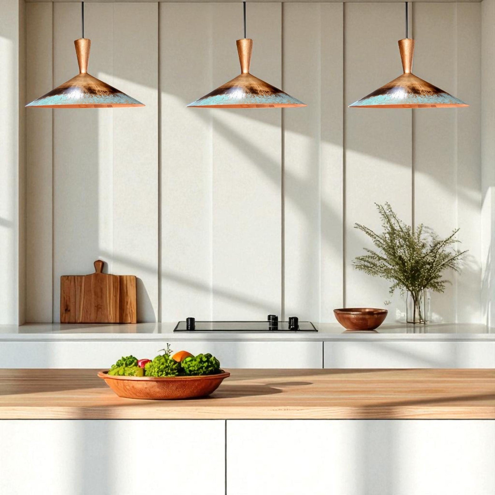 Handcrafted Rustic Patina Copper Dome Pendant Light