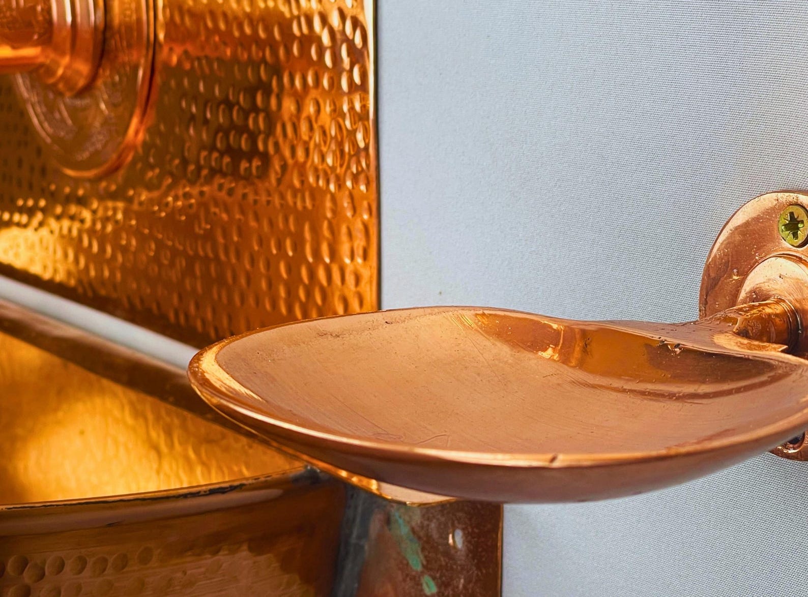 Hand-Hammered Copper Wall-Mounted Sink