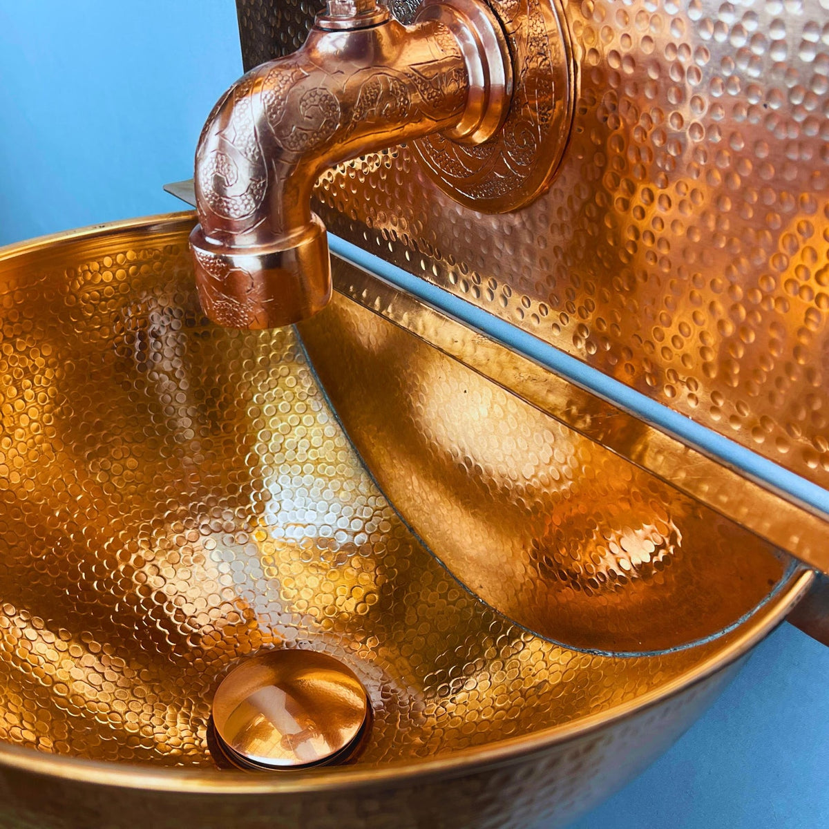 Hand-Hammered Copper Wall-Mounted Sink