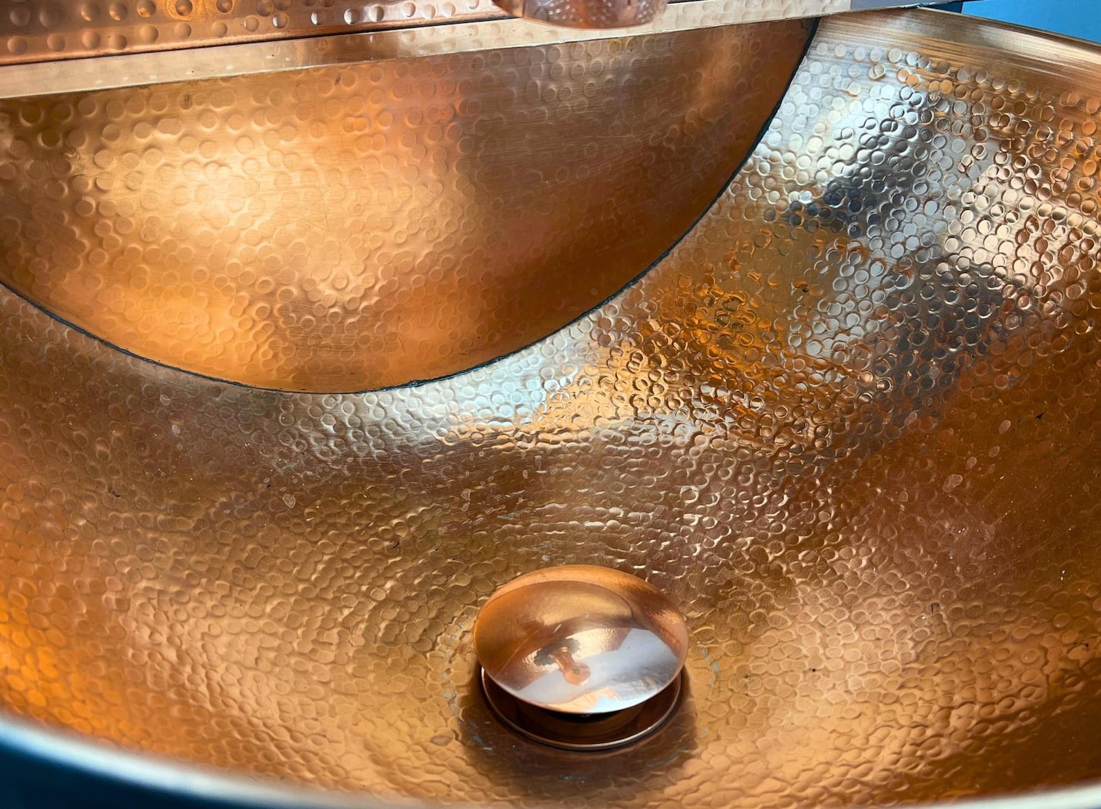 Hand-Hammered Black Copper Wall-Mounted Sink