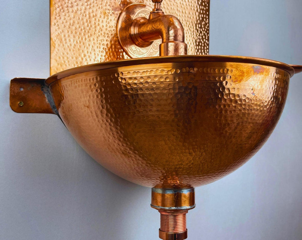 Hand-Hammered Copper Wall-Mounted Sink