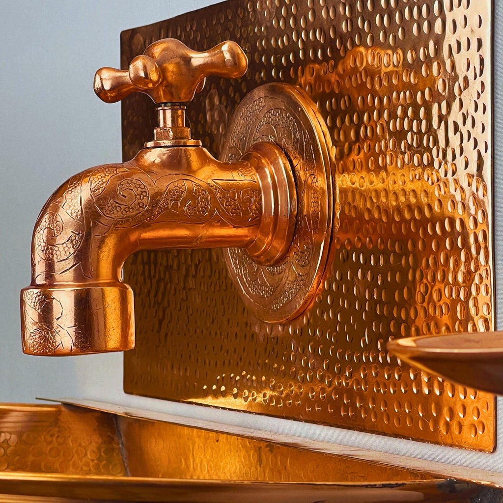 Hand-Hammered Copper Wall-Mounted Sink