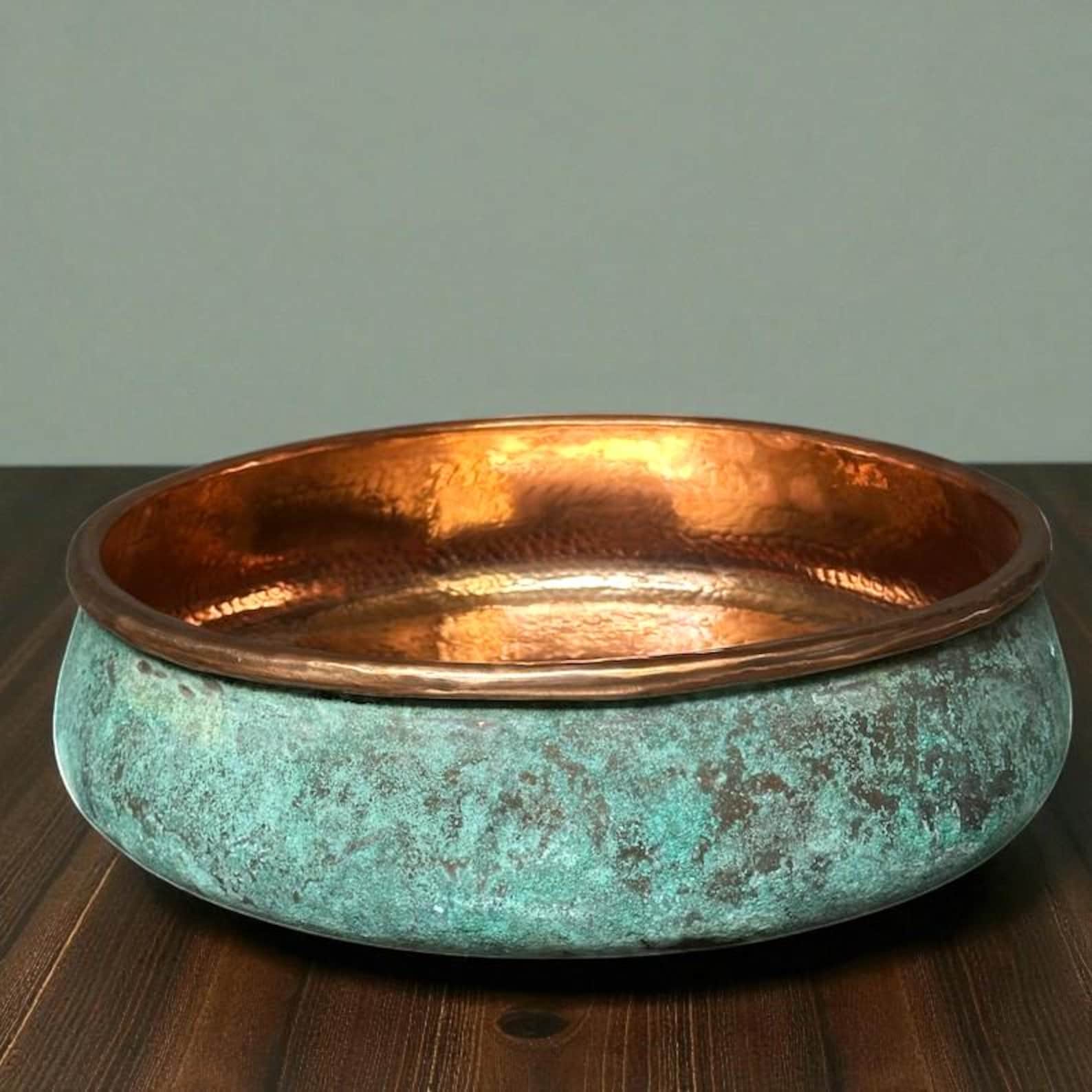 Handcrafted Green Patina Copper Washbasin