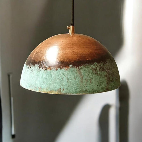 Copper Patina Industrial Dome Pendant