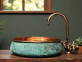 Handcrafted Green Patina Copper Washbasin