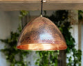 Rustic Hammered Copper Dome Hanging Lamp