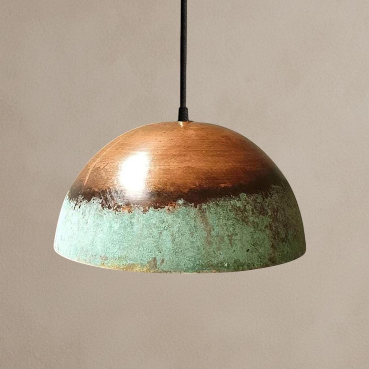 Oxidized Copper Green Moroccan Dome Pendant