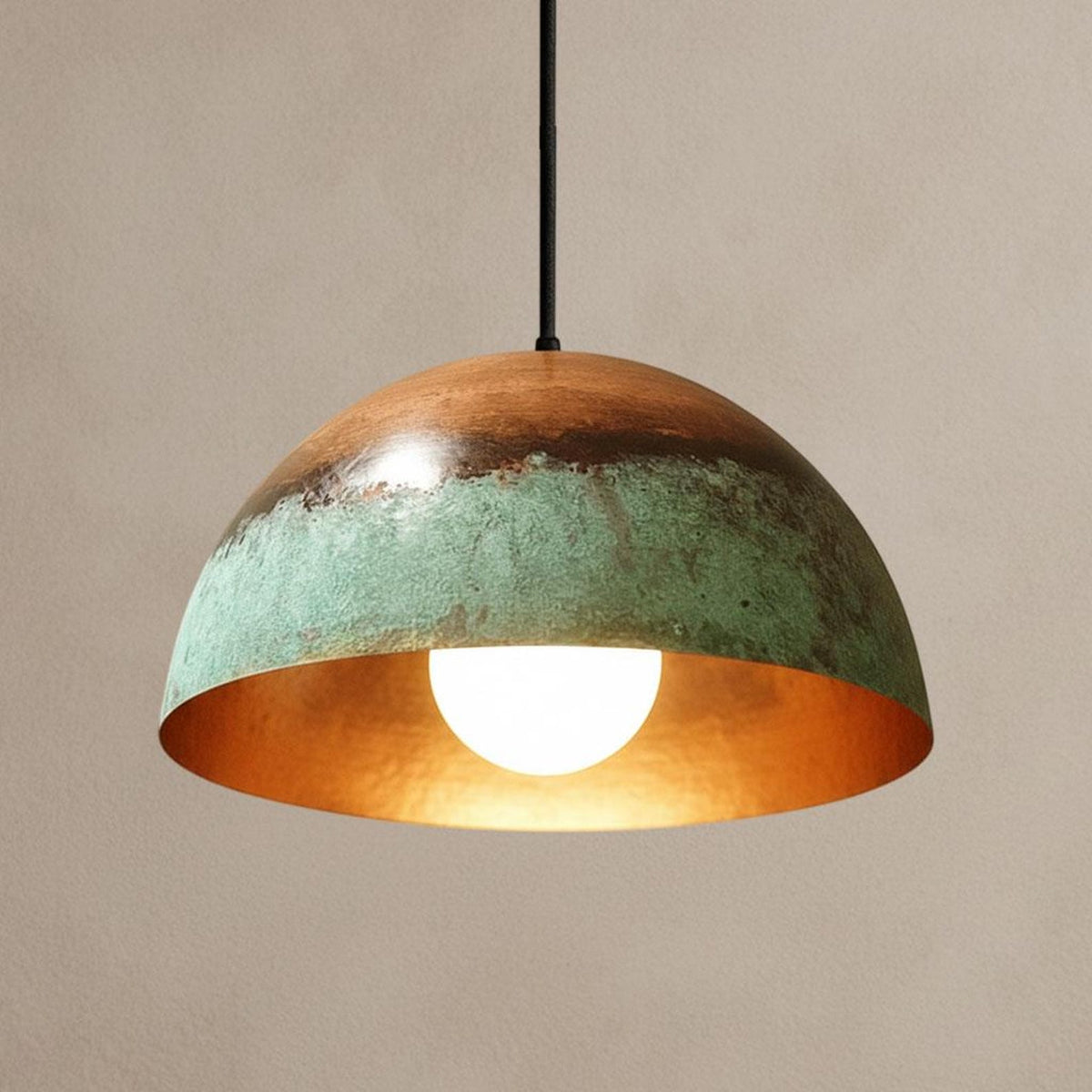 Patina Green Copper Farmhouse Dome Pendant