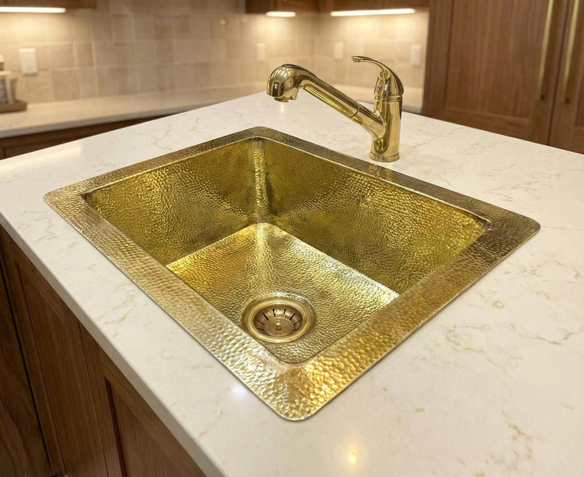 Unlacquered Brass Square Undermount Bar Sink