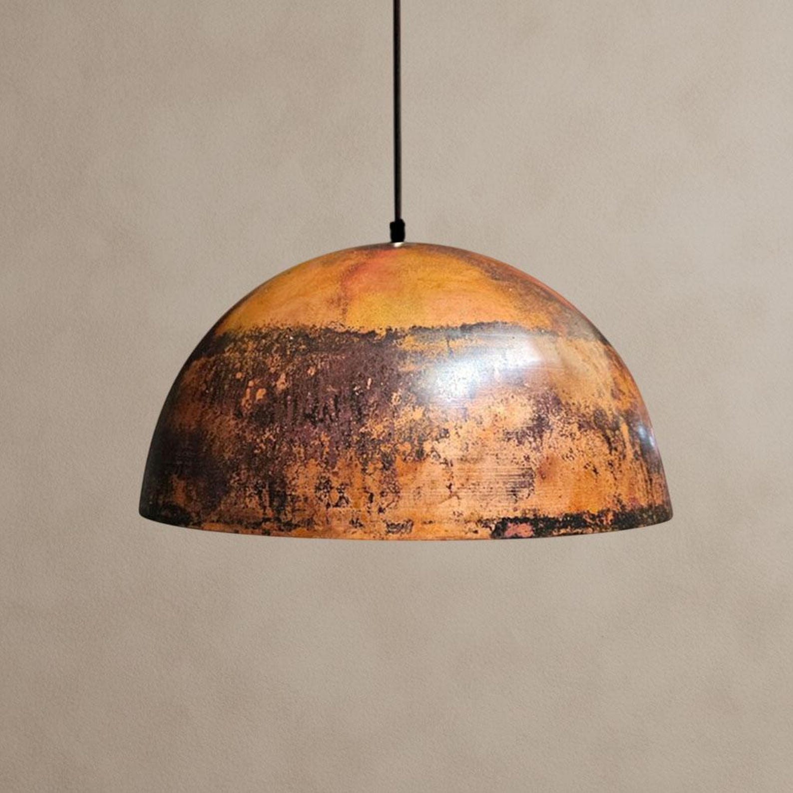 Rustic Copper Dome Hanging Lamp