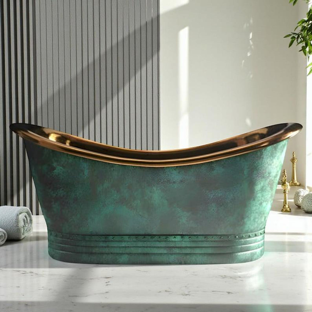 Rustic oxidized Handmade Bathtub, Oxidized Copper Bathtub – Vintage Patina Soaking Tub for Luxury Bathroom, Farmhouse Green copper bathtub