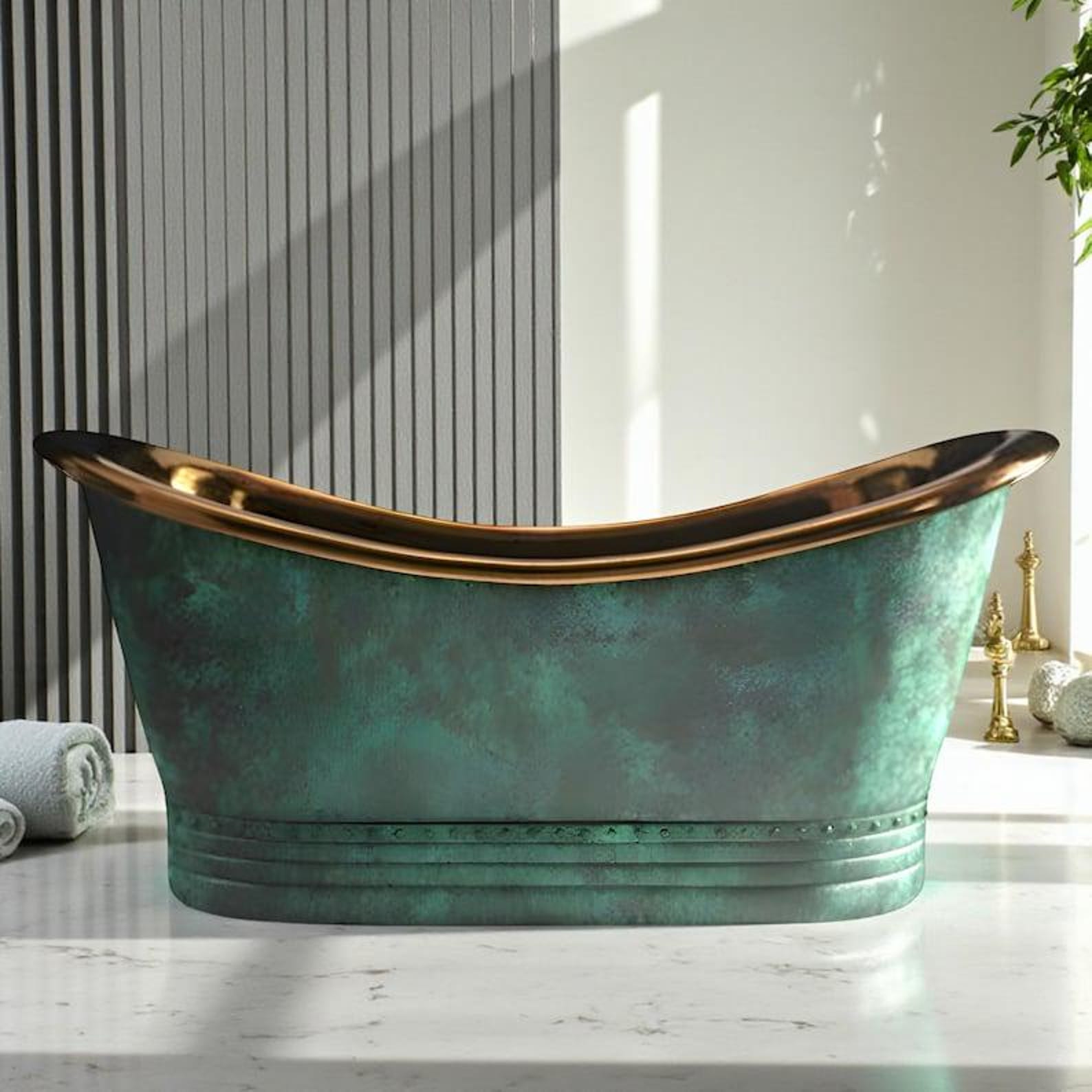 Rustic oxidized Handmade Bathtub, Oxidized Copper Bathtub – Vintage Patina Soaking Tub for Luxury Bathroom, Farmhouse Green copper bathtub