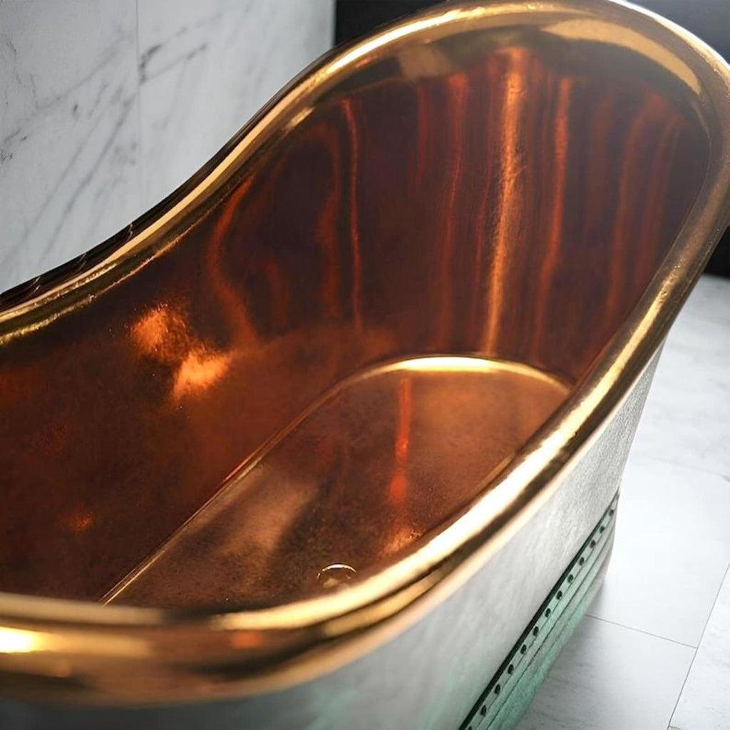 Oxidized Copper Bathtub, Green Patina Copper Soaking Tub, Handmade Rustic Freestanding Bath