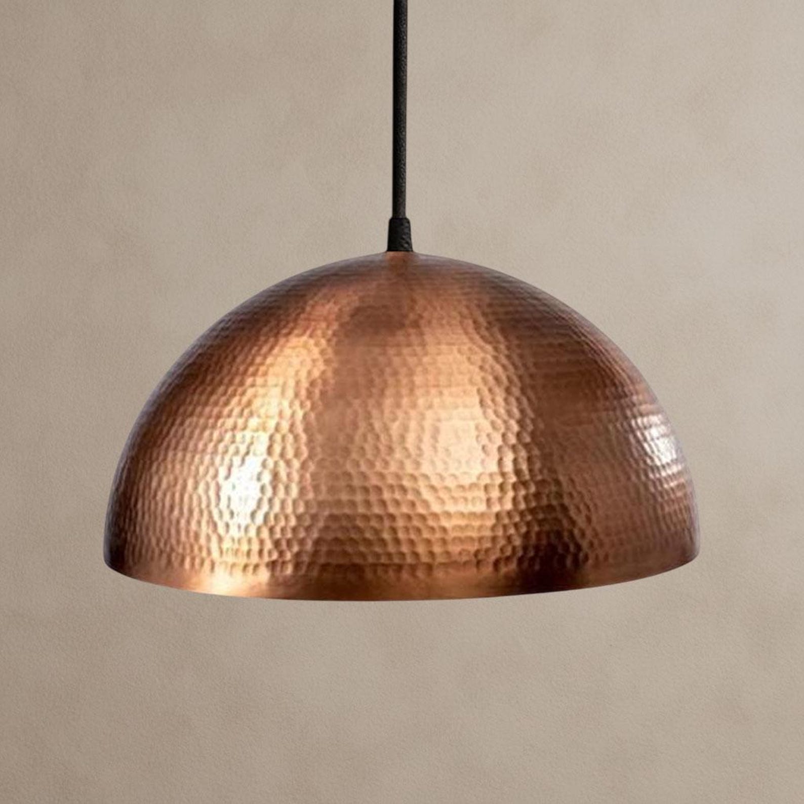 Hammered Copper Dome Pendant Light