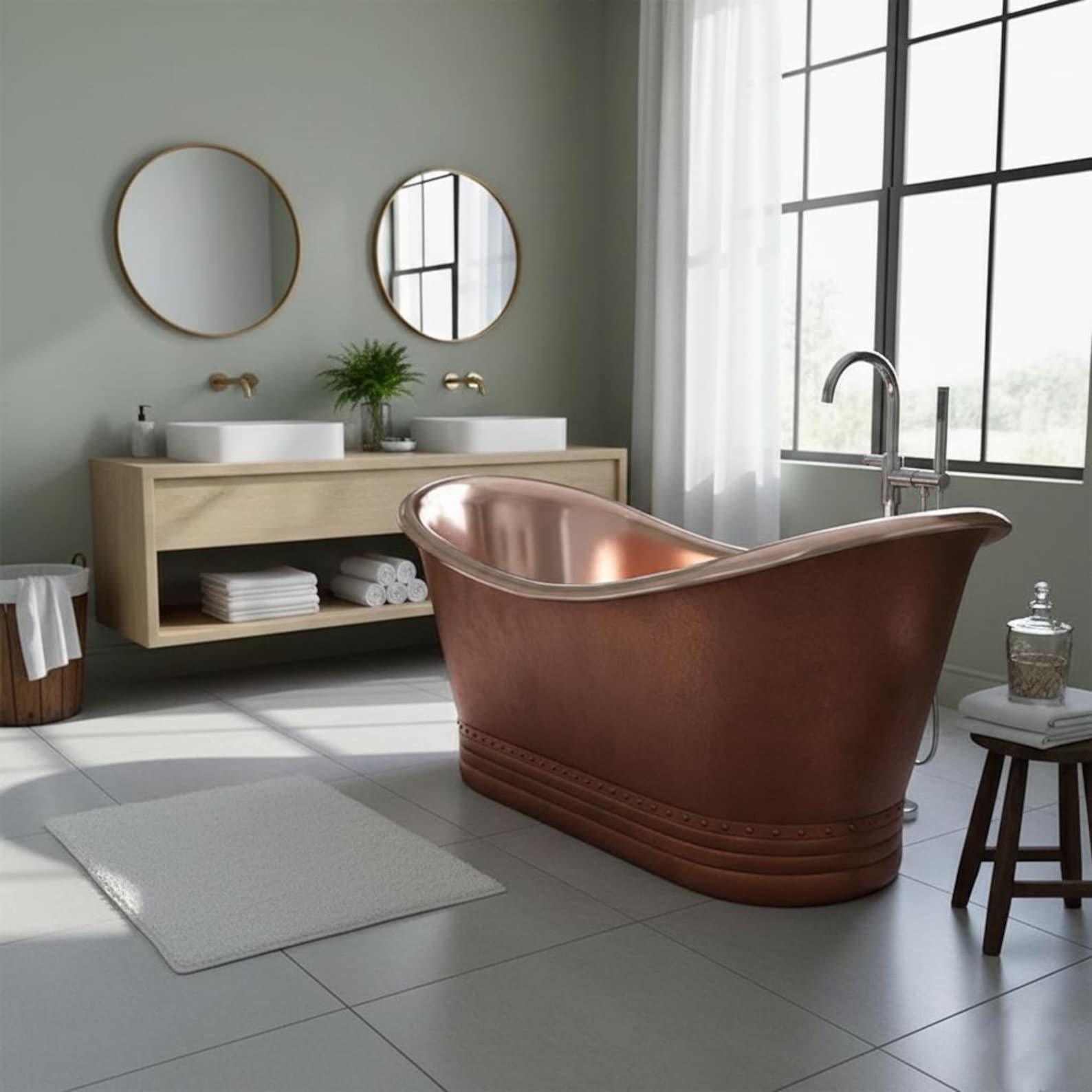 Handmade Hammered Copper Soaking Tub: Antique Copper Bathtub