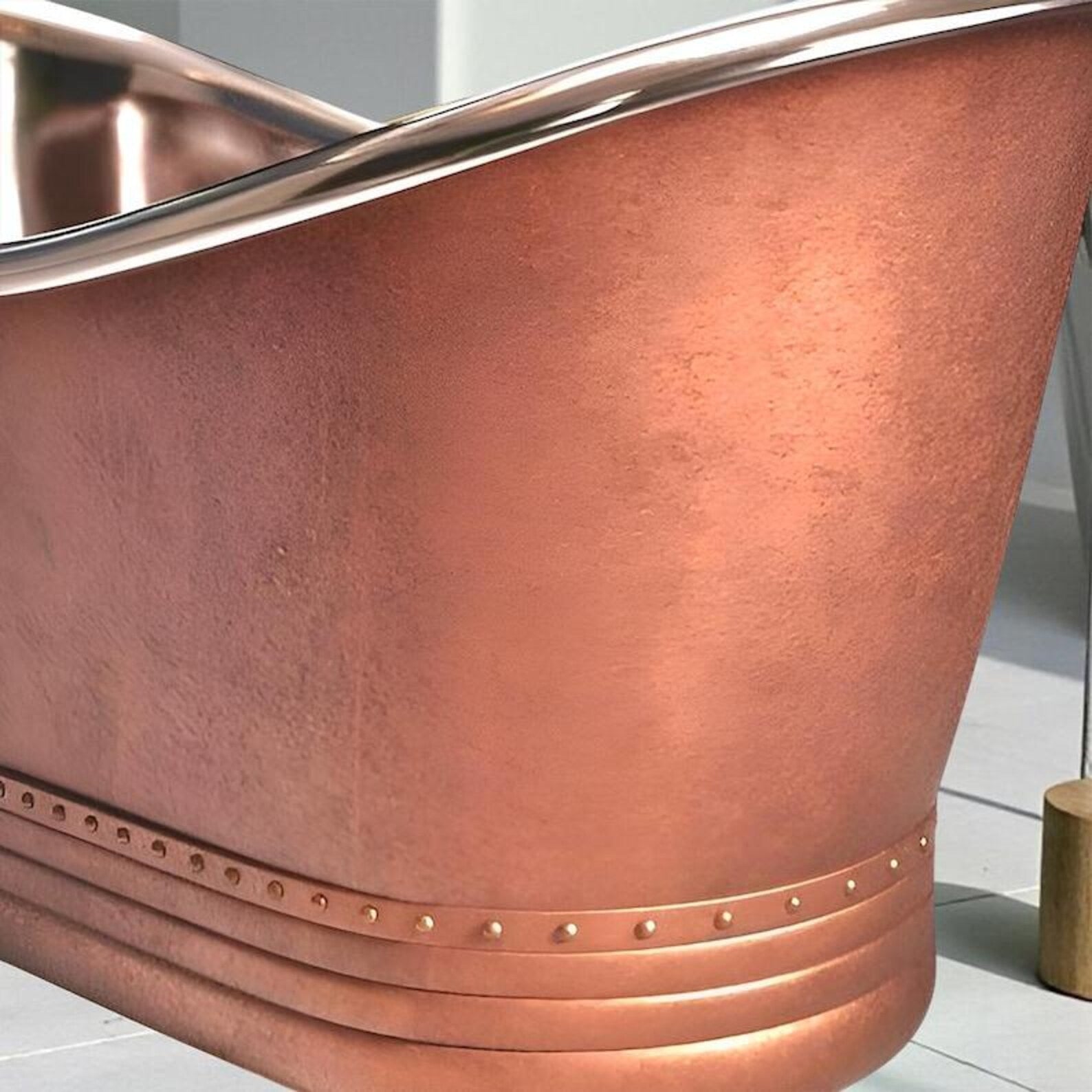 Freestanding Hammered Soaking Tub for Luxury Spa Home, Handmade Copper Bathtub, Antique Clawfoot Bath, Copper Soaking Tub With Patina Finish