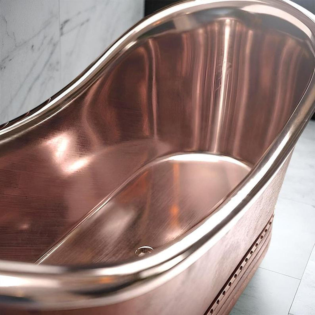 Freestanding Hammered Soaking Tub for Luxury Spa Home, Handmade Copper Bathtub, Antique Clawfoot Bath, Copper Soaking Tub With Patina Finish