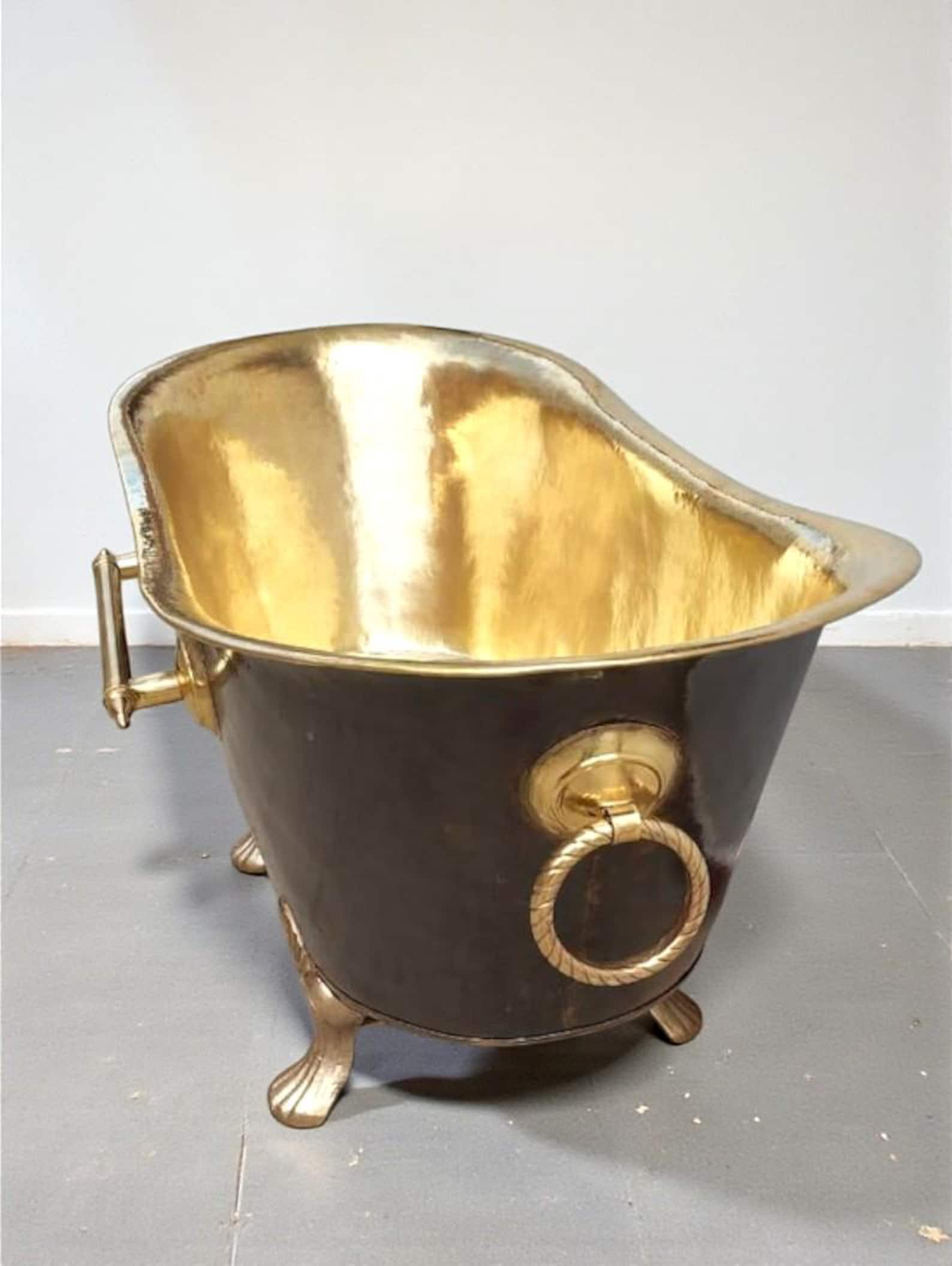 Handmade Brass Clawfoot Soaking Bathtub: Black Patina Finish, Outdoor & Indoor Tub