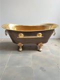 Brass Clawfoot Bathtub, Handmade Black Patina Soaking Tub, Vintage Freestanding Brass Bath