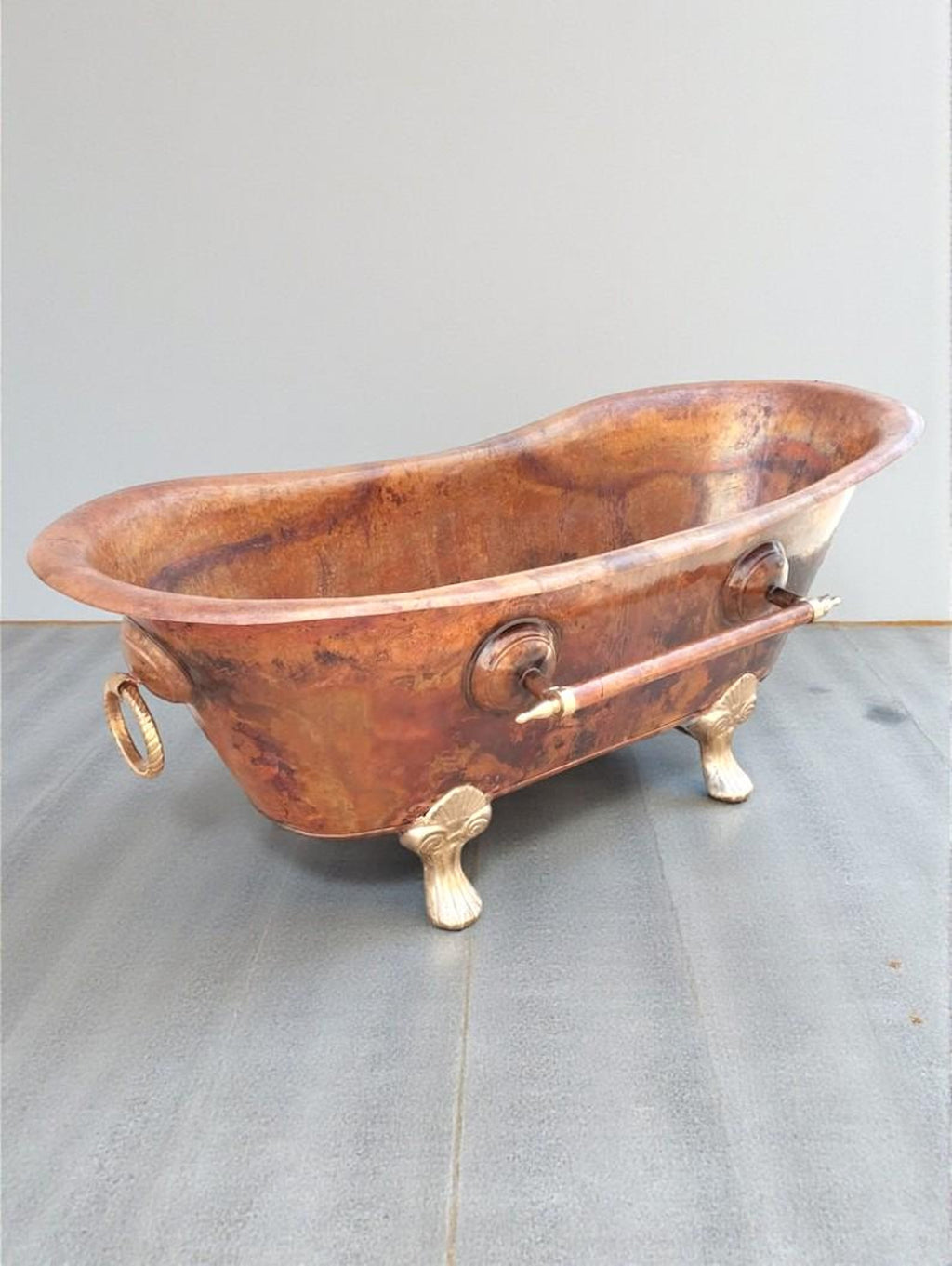 Hammered Copper Bathtub | Handmade Clawfoot Soaking Tub, Vintage Bathroom Decor
