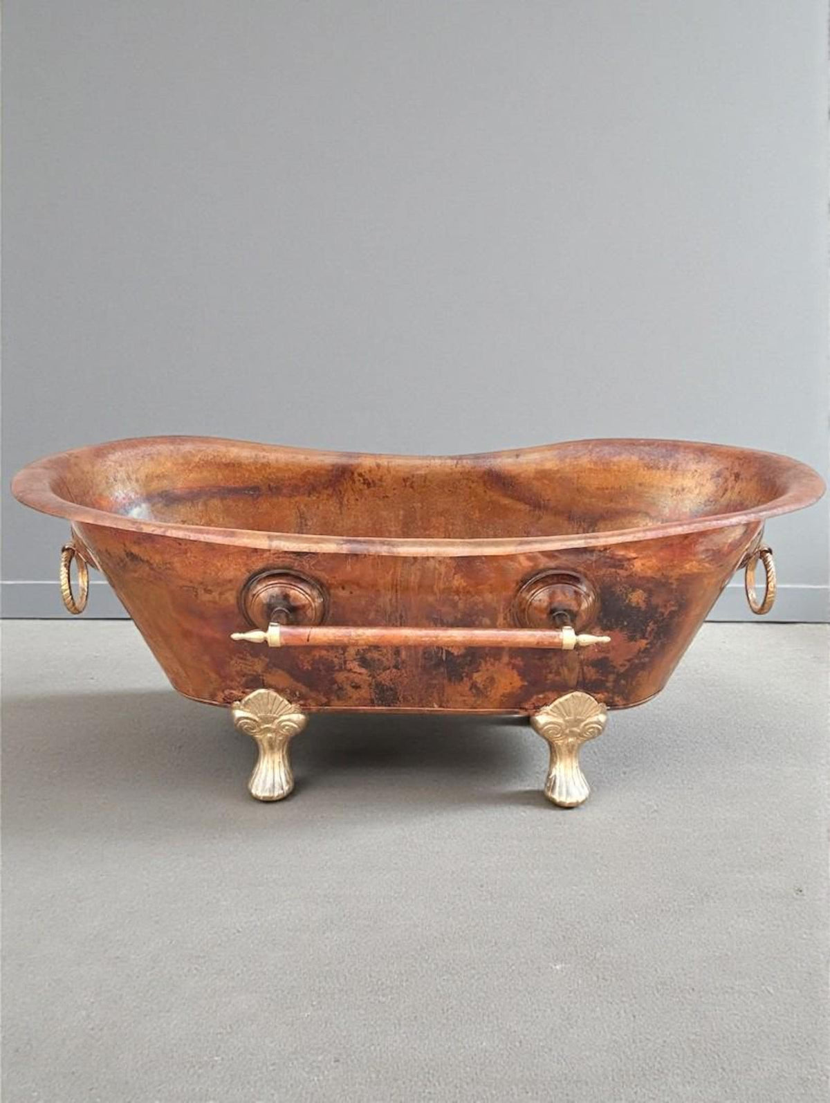 Hammered Copper Bathtub | Handmade Clawfoot Soaking Tub, Vintage Bathroom Decor