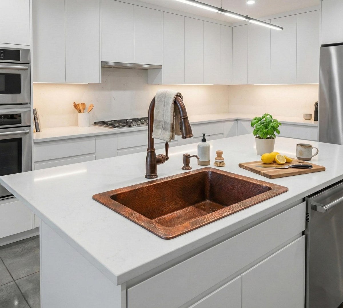 Hammered Copper Square Kitchen Bar Sink