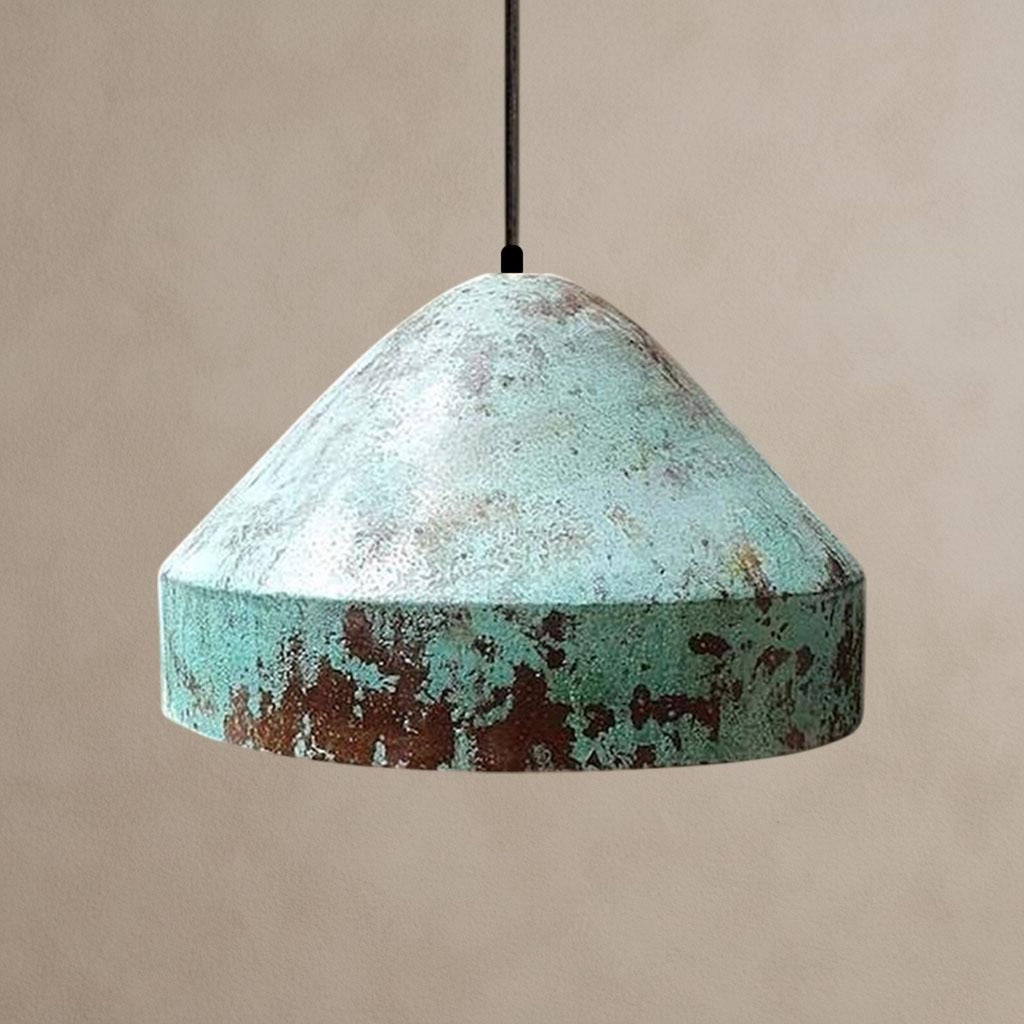 Handmade Green Patina Copper Dome Pendant Light