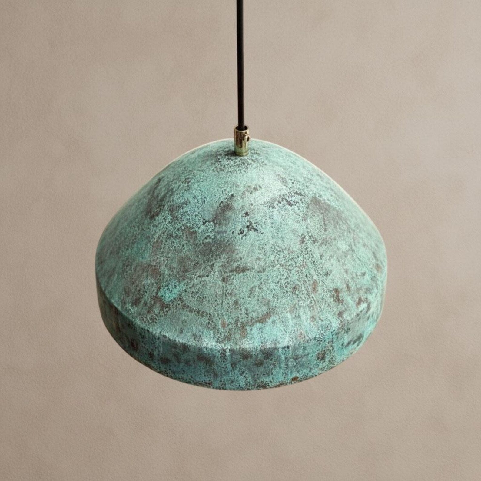 Handmade Green Patina Copper Dome Pendant Light