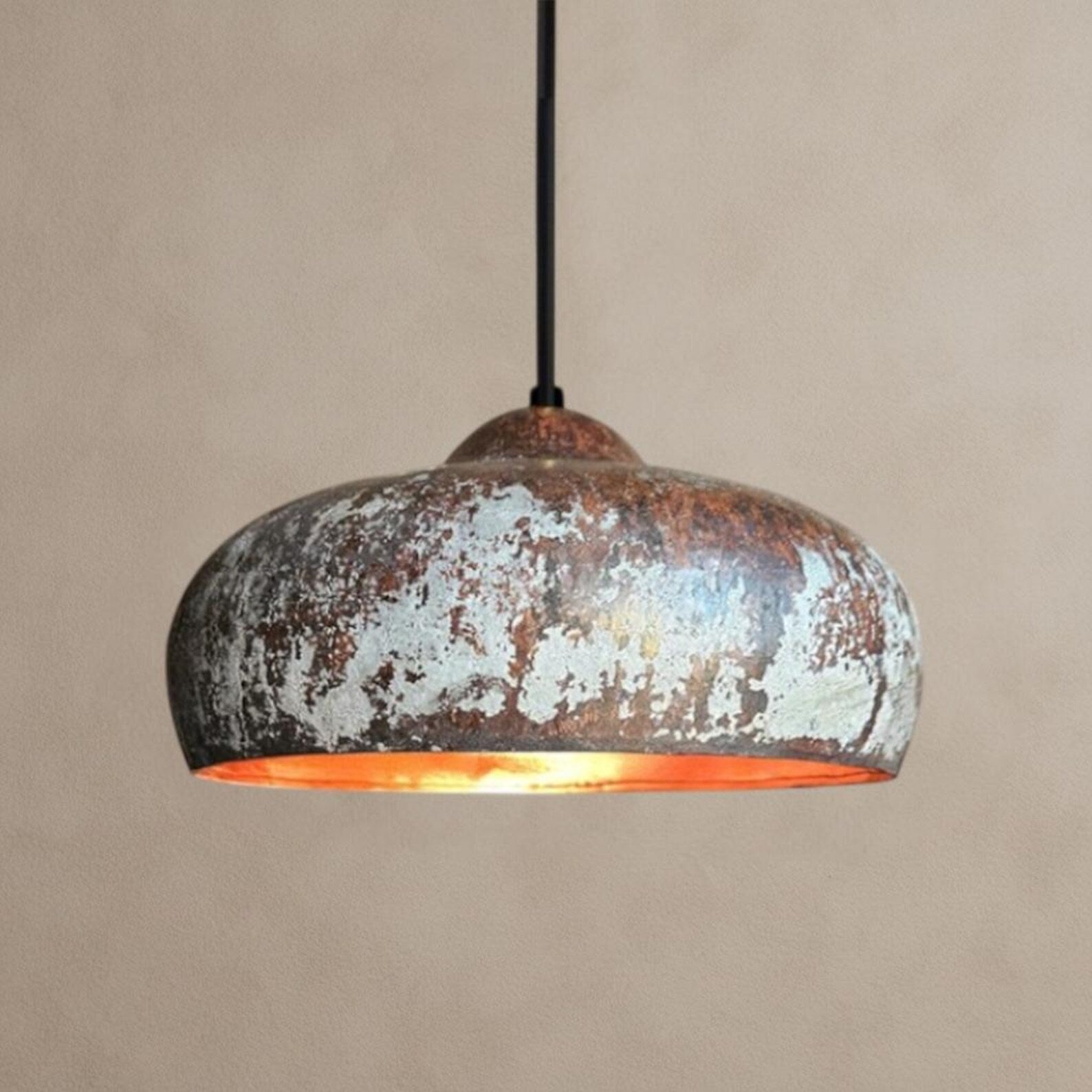 Aged Copper Patina Dome Pendant Lamp
