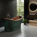 Handmade Oxidized Copper Bathtub: Rustic Green Patina Soaking Tub