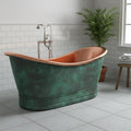 Oxidized Copper Bathtub, Green Patina Copper Soaking Tub, Handmade Rustic Freestanding Bath