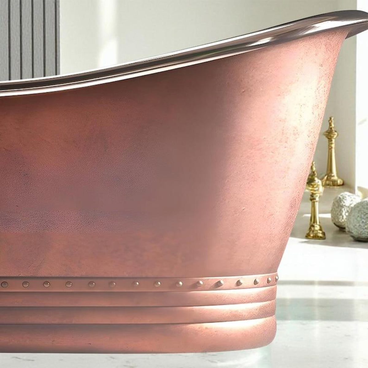 Freestanding Hammered Soaking Tub for Luxury Spa Home, Handmade Copper Bathtub, Antique Clawfoot Bath, Copper Soaking Tub With Patina Finish