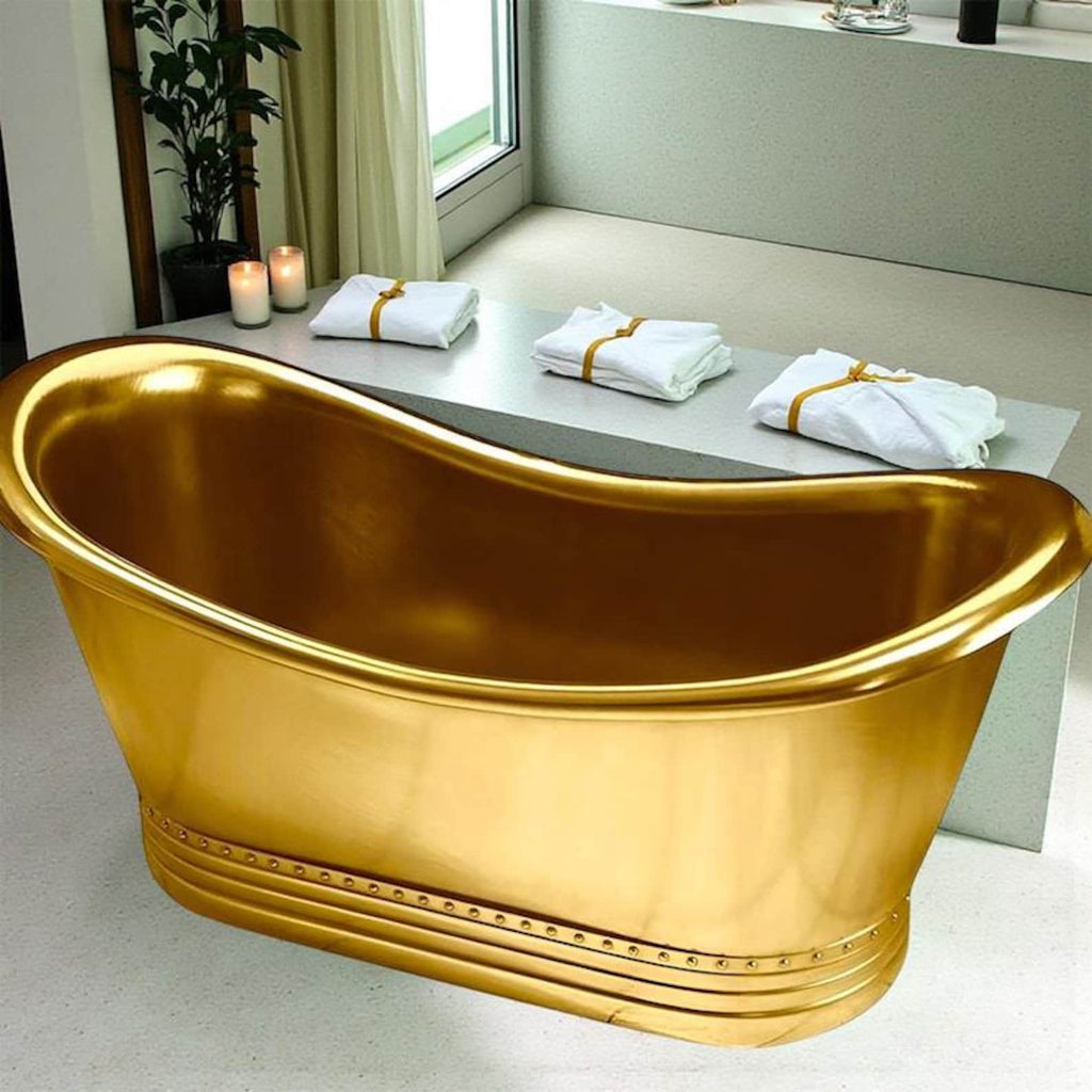 Handmade Brass Bathtub: Antique Hammered Finish Soaking Tub