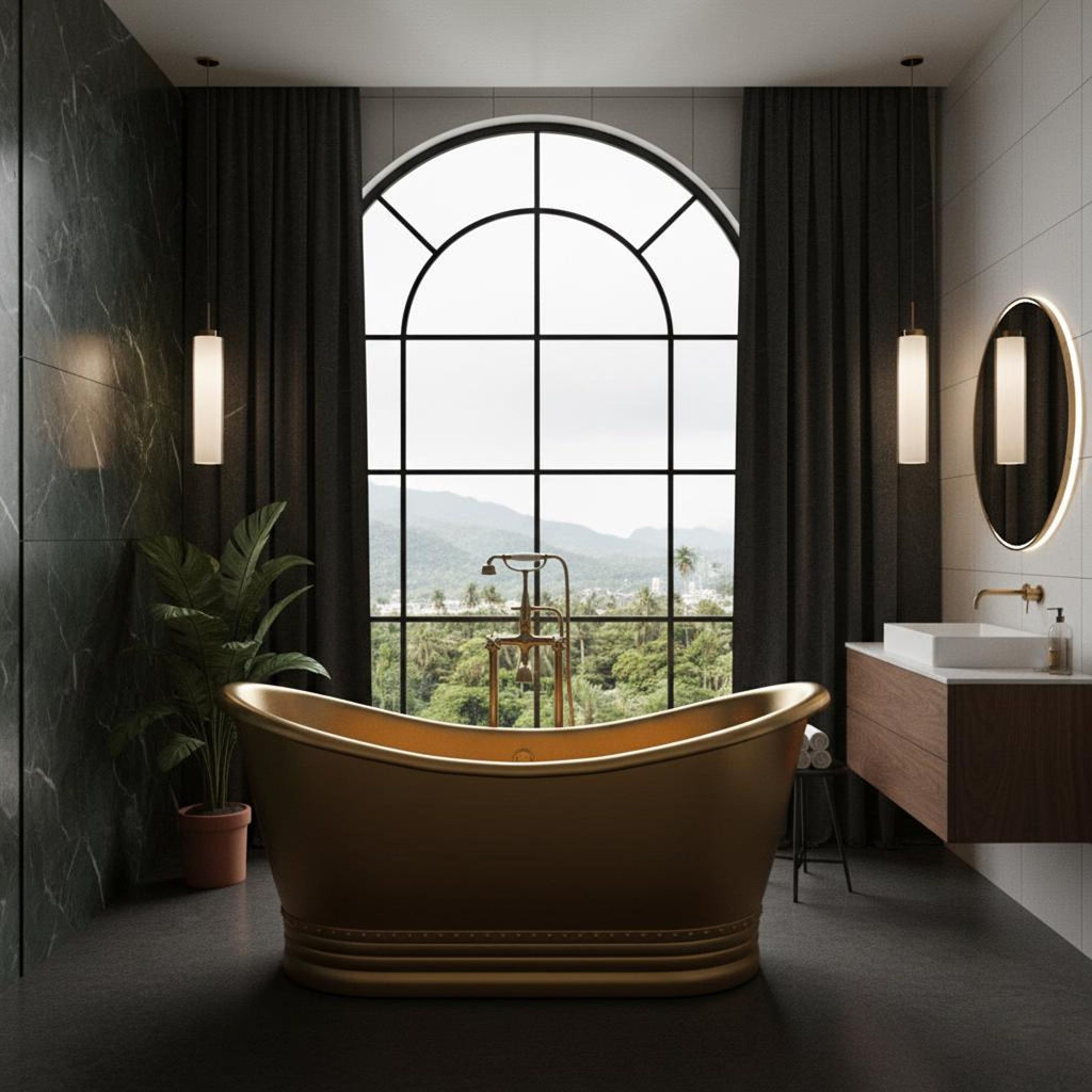 Handmade Brass Bathtub: Antique Hammered Finish Soaking Tub