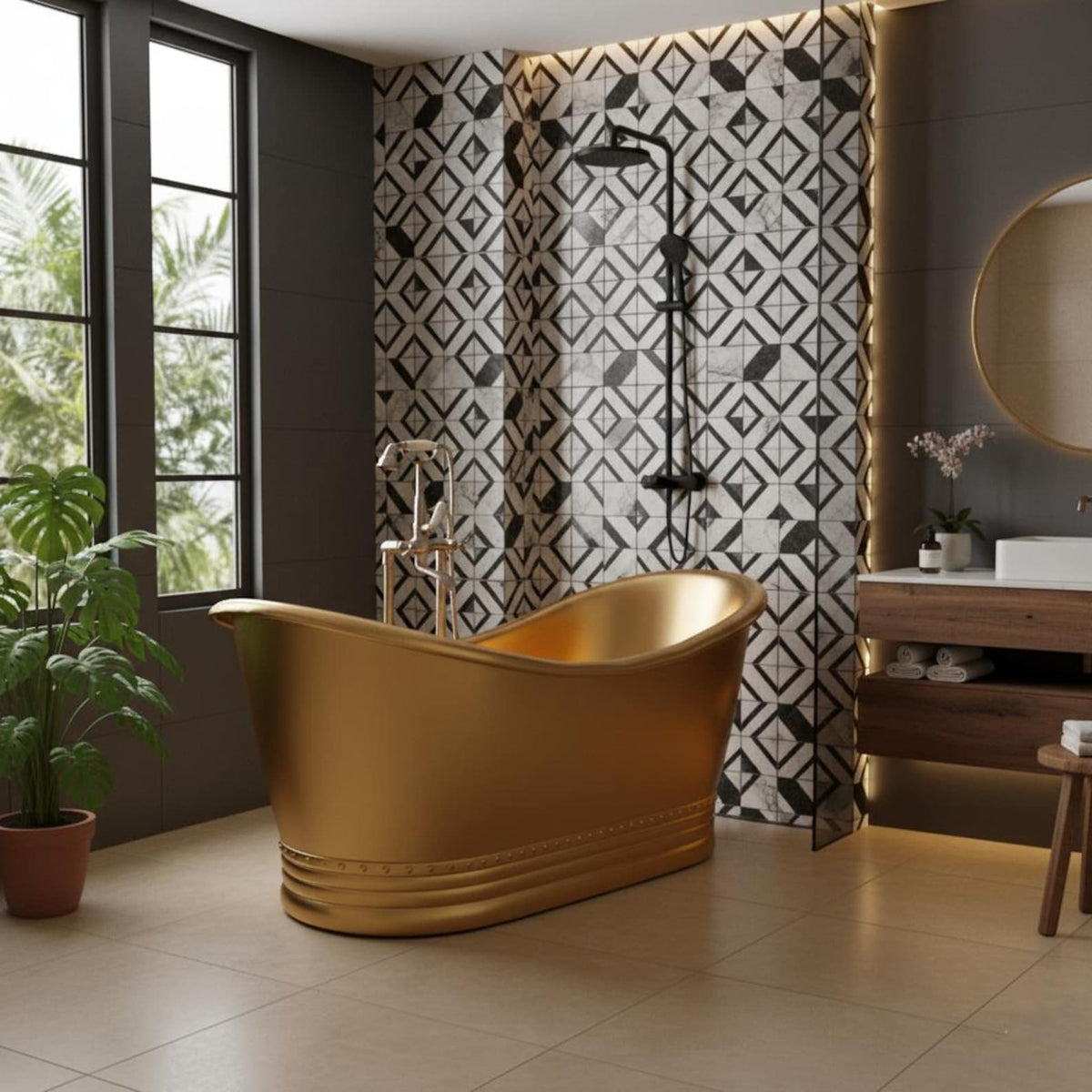 Handmade Brass Bathtub: Antique Hammered Finish Soaking Tub